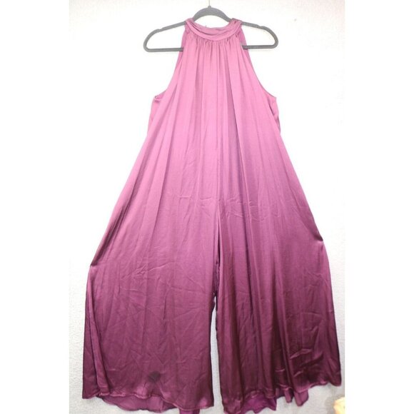 MSK Purple Satin Wide-Leg Jumpsuit-Size Medium-Lined-Whimsigoth - Picture 1 of 8
